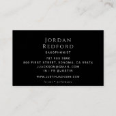 Saxofonistische muzikant Muziekleraar Zwart Visitekaartje (Achterkant)