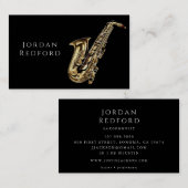Saxofonistische muzikant Muziekleraar Zwart Visitekaartje (Voorkant / Achterkant)