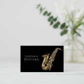 Saxofonistische muzikant Muziekleraar Zwart Visitekaartje (Staand voorkant)