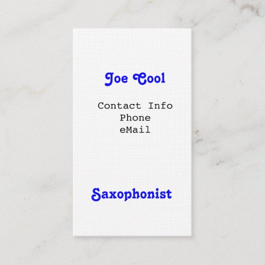 Saxofonistische Visitekaartjes (Voorkant)