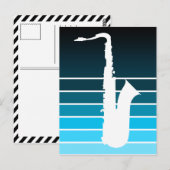 saxofonsilhouet : blauw vervagen briefkaart (Voorkant / Achterkant)
