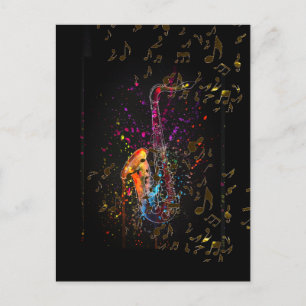 saxofonspons en Muzieknoten Briefkaart