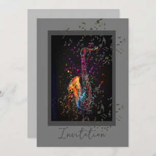 saxofonspons en Muzieknoten Kaart