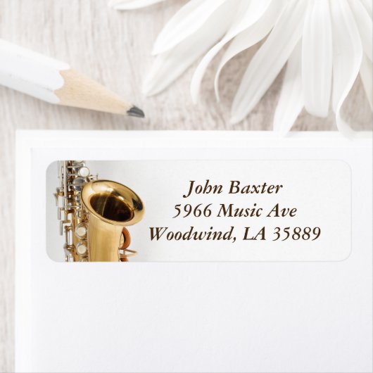 Saxofoon adreslabel etiket (Insitu)