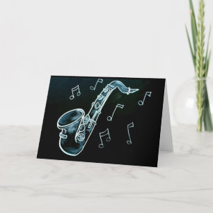 Saxofoon And Music Notes Kaart