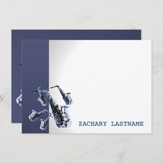 Saxofoon Bedankt Flat Kaart (Voorkant / Achterkant)