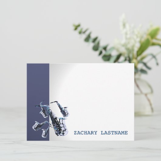 Saxofoon Bedankt Flat Kaart (Staand voorkant)