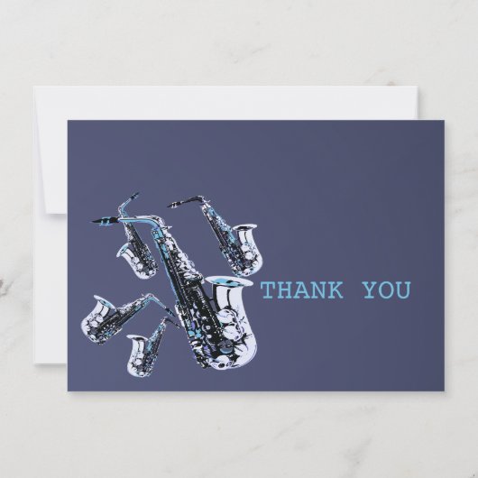 Saxofoon Bedankt Flat Kaart (Achterkant)