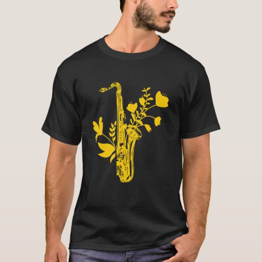 Saxofoon Bloemen Muziekinstrument Muzikant Saxo T-shirt (Voorkant)