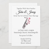 Saxofoon bruiloft uitnodiging saxofonist muzikante (Voorkant / Achterkant)