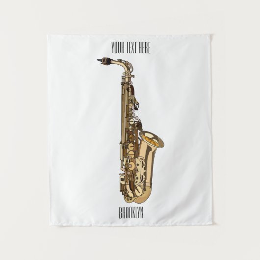 Saxofoon cartoon illustratie wandkleed (Voorkant)