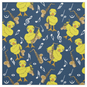 Saxofoon Chick Muzieknoten Stof