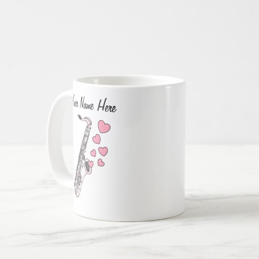 Saxofoon Custom Wedding Mok Sax Speler Muzikant (Voorkant links)