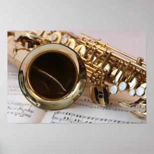 Saxofoon en Bladmuziek Poster