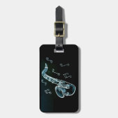 Saxofoon En Muzieknoten Bagagelabel (Voorkant verticaal)