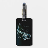 Saxofoon En Muzieknoten Bagagelabel (Achterkant verticaal)
