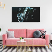 Saxofoon en muzieknoten canvas afdruk (Insitu (Woonkamer))