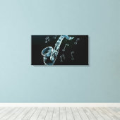 Saxofoon en muzieknoten canvas afdruk (Insitu (Houten vloer))
