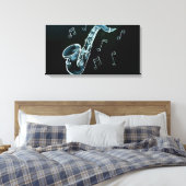 Saxofoon en muzieknoten canvas afdruk (Insitu (Slaapkamer))