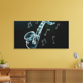 Saxofoon en muzieknoten canvas afdruk (Insitu (Woonkamer))