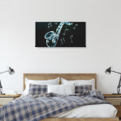 Saxofoon en muzieknoten canvas afdruk (Insitu (Slaapkamer))