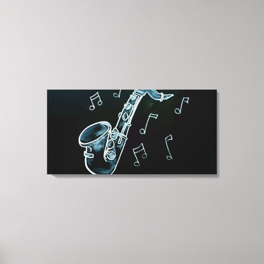 Saxofoon en muzieknoten canvas afdruk (Voorkant)