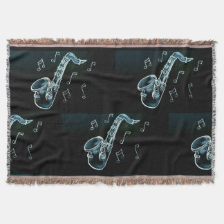 Saxofoon En Muzieknoten Deken