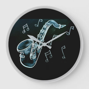 Saxofoon En Muzieknoten Grote Klok