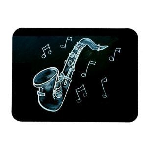 Saxofoon en muzieknoten magneet