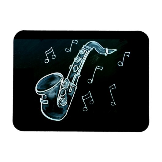 Saxofoon en muzieknoten magneet (Horizontaal)