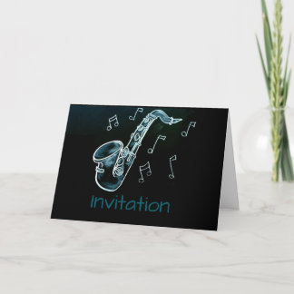 Saxofoon en muzieknoten notitiekaartje