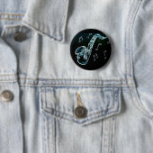 Saxofoon En Muzieknoten Ronde Button 5,7 Cm (In situ)