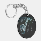 Saxofoon En Muzieknoten Sleutelhanger (Voorkant Links)