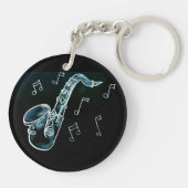 Saxofoon En Muzieknoten Sleutelhanger (Achterkant)