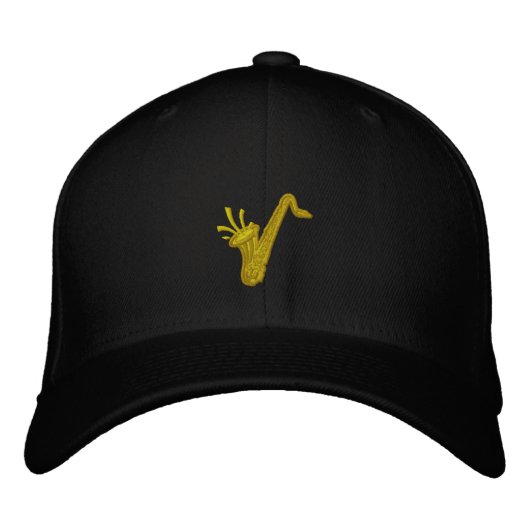 Saxofoon Geborduurde Muts Pet (Voorkant)