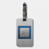 Saxofoon; geborstelde metalen look bagagelabel (Achterkant verticaal)