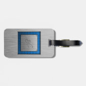 Saxofoon; geborstelde metalen look bagagelabel (Achterkant horizontaal)