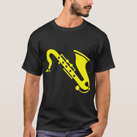 Saxofoon - Geel T-shirt (Voorkant)