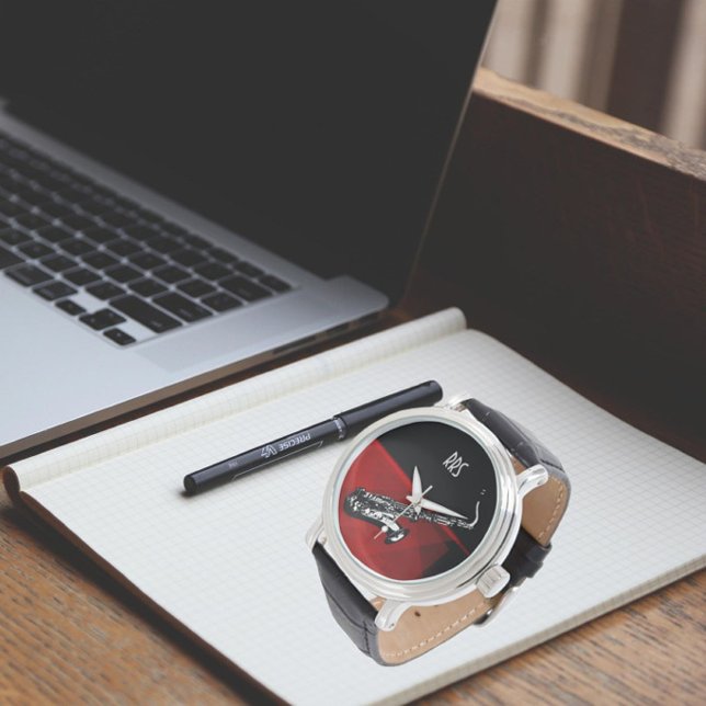 Saxofoon gepersonaliseerd Monogram Gift Watch Horloge (Creator heeft geüpload)