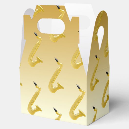 Saxofoon goudkleurig bedankdoosjes (Geopend)