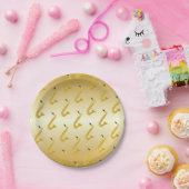 Saxofoon goudkleurig papieren bordje (Feest)