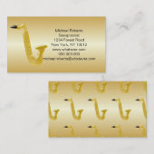 Saxofoon goudkleurige saxofonist visitekaartje (Voorkant / Achterkant)