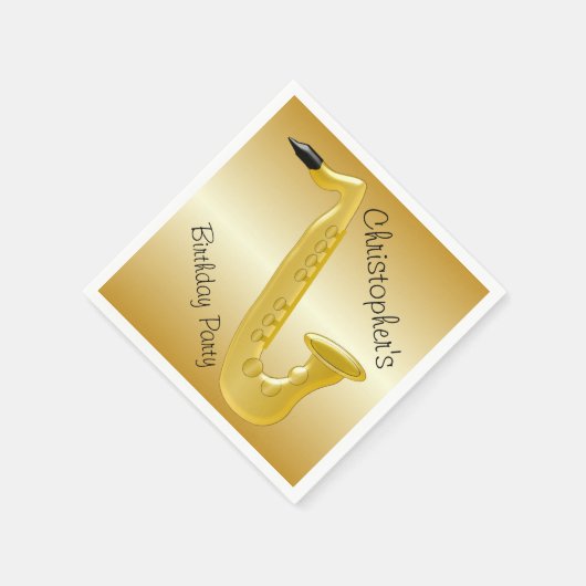 Saxofoon Goudkleurige Verjaardag Servetten (Hoek)