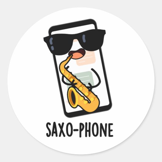 Saxofoon Grappige Gsm Woorden Ronde Sticker (Voorkant)