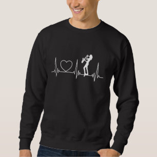 Saxofoon HeartBeat Design Vrouw Spelen Sax Trui