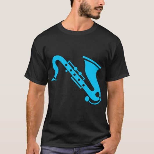 Saxofoon - Hemelblauw T-shirt (Voorkant)