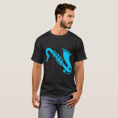 Saxofoon - Hemelblauw T-shirt (Voorkant volledig)
