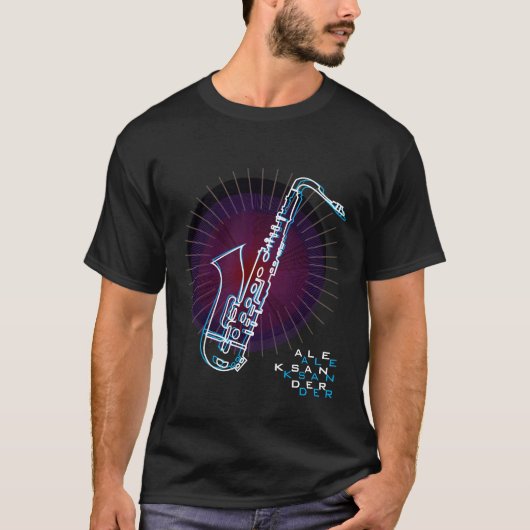 Saxofoon Illustratie Cool Modern Kunst Saxofonist T-shirt (Voorkant)