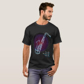 Saxofoon Illustratie Cool Modern Kunst Saxofonist T-shirt (Voorkant volledig)