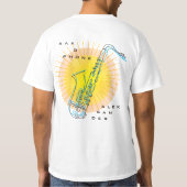 Saxofoon Illustratie Cool Moderne Kunst Saxofonist T-shirt (Achterkant)